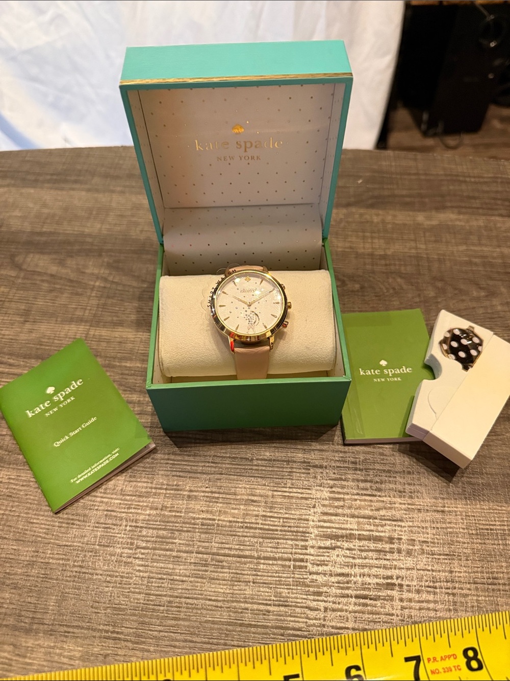 kate spade Gold-Tone Watch with Beige Strap and White Dial hybrid Smart Watch